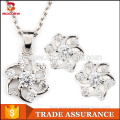wholesale price made in china flower shaped earring and necklace brass wedding jewelry sets